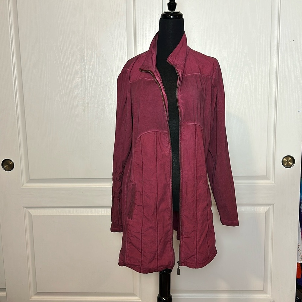 YEST RASPBERRY PINK LONG STRETCH JACKET CARDIGAN